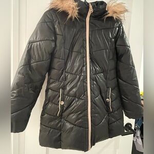 Michael Kors Black Puffer Coat with Faux Fur